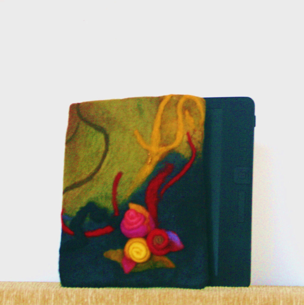 Floral IPod Sleeve, Wool Multi use Sleeve.