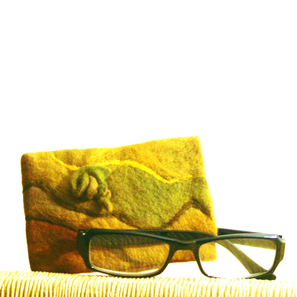 Gold Felt Glasses Sleeve, Multi use Wool Sleeve