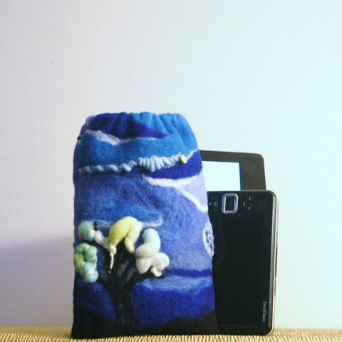 Wool Electronics Sleeve,,Blue Sky's, Elastic Top.