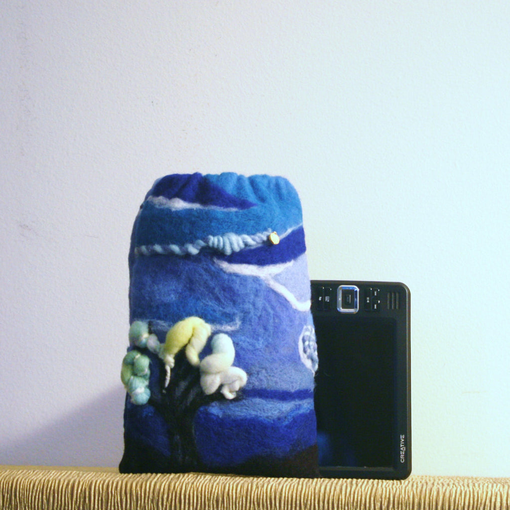 Wool Electronics Sleeve,,Blue Sky's, Elastic Top.