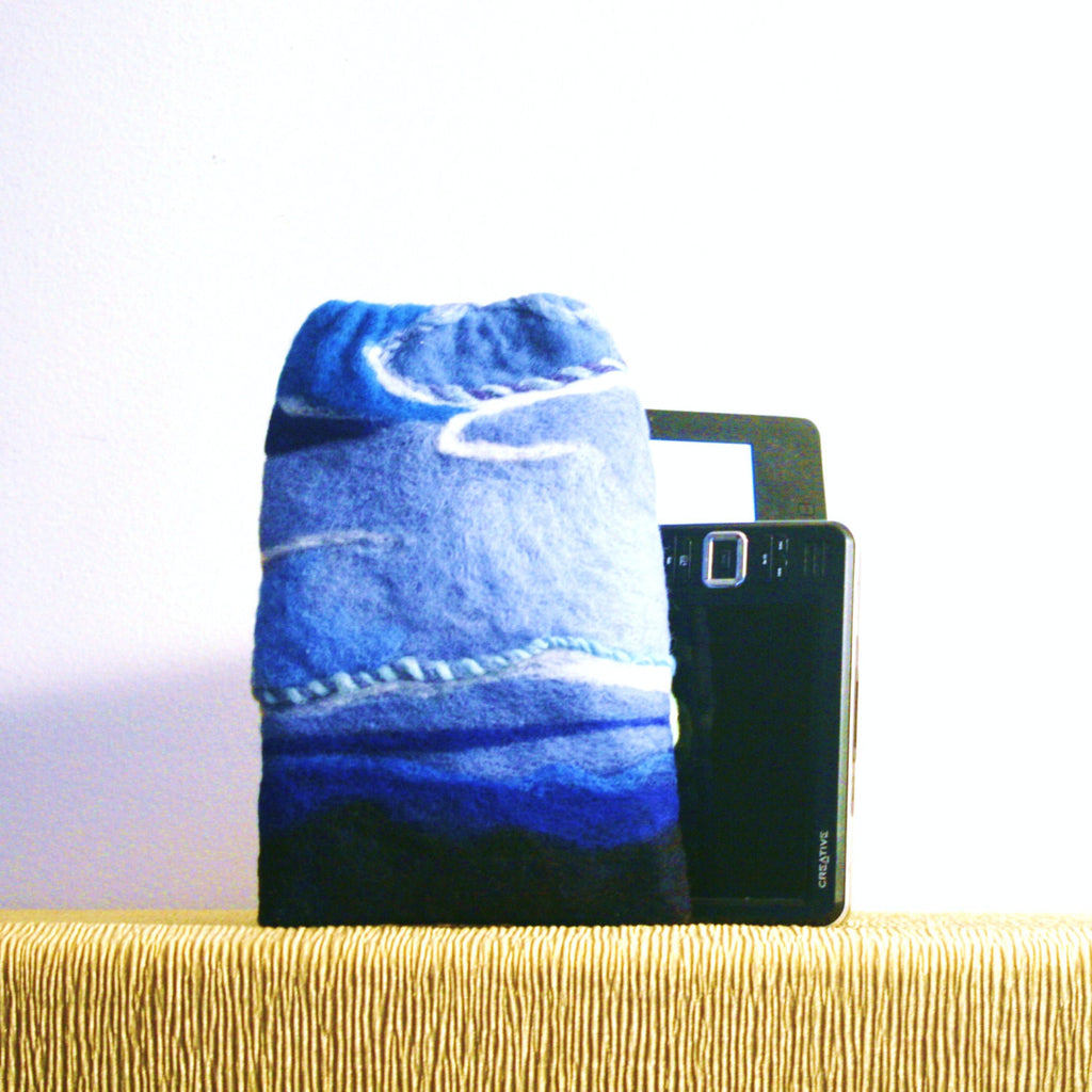 Wool Electronics Sleeve,,Blue Sky's, Elastic Top.