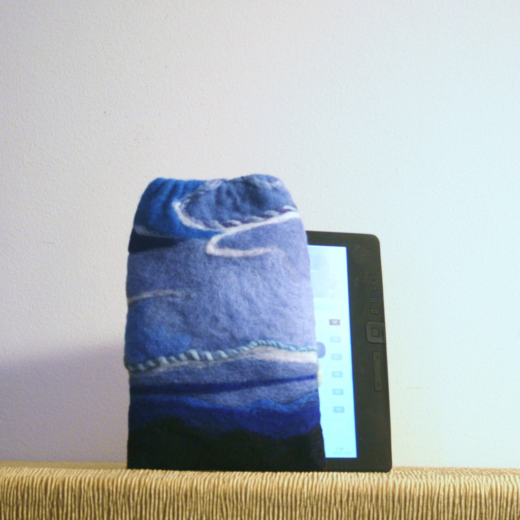 Wool Electronics Sleeve,,Blue Sky's, Elastic Top.