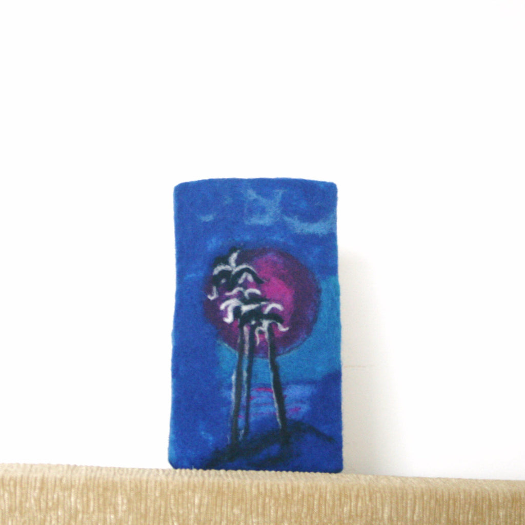 Wool Glasses Sleeve, Blue Palm Sunglasses Case.