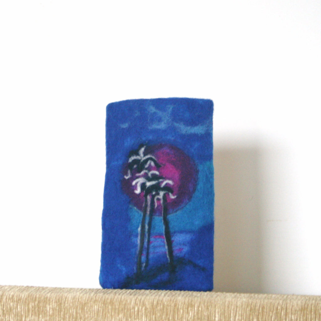 Wool Glasses Sleeve, Blue Palm Sunglasses Case.