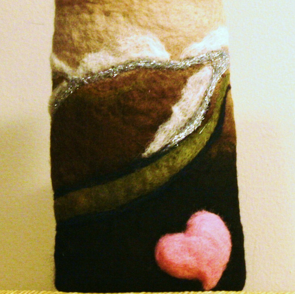 Pink Heart, Wool Multi-Use Sleeve, Electronic or Document Holder