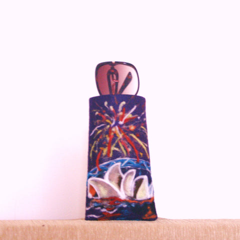 Wool Glasses Sleeve, Colorful Sydney Fireworks.