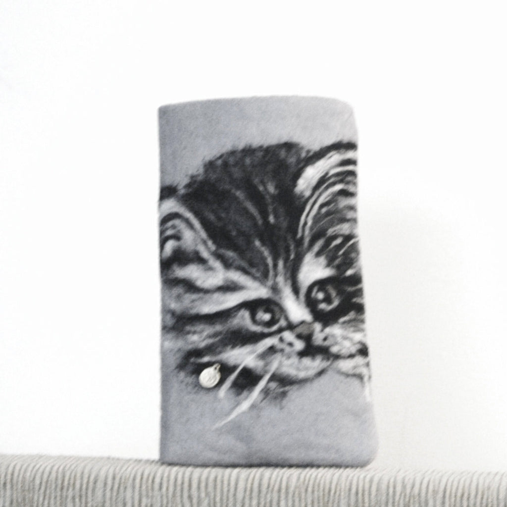 Felt Glasses Sleeve, Black Kitty Sunglasses Cover.
