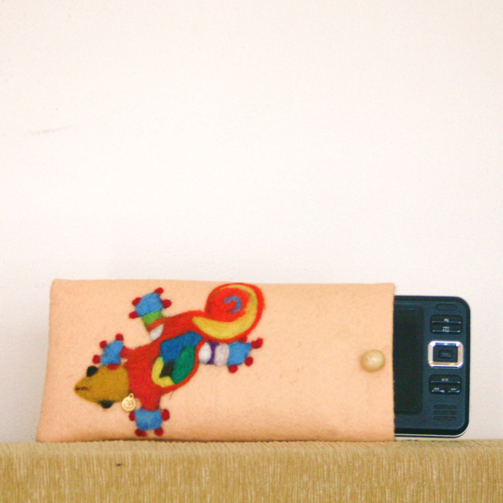 Wool Electronic Cover, Peach Skinks, IPod Felt Case