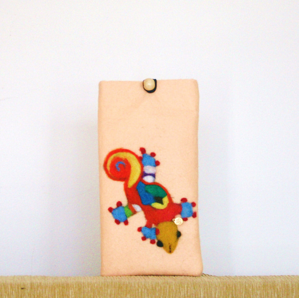 Wool Electronic Cover, Peach Skinks, IPod Felt Case