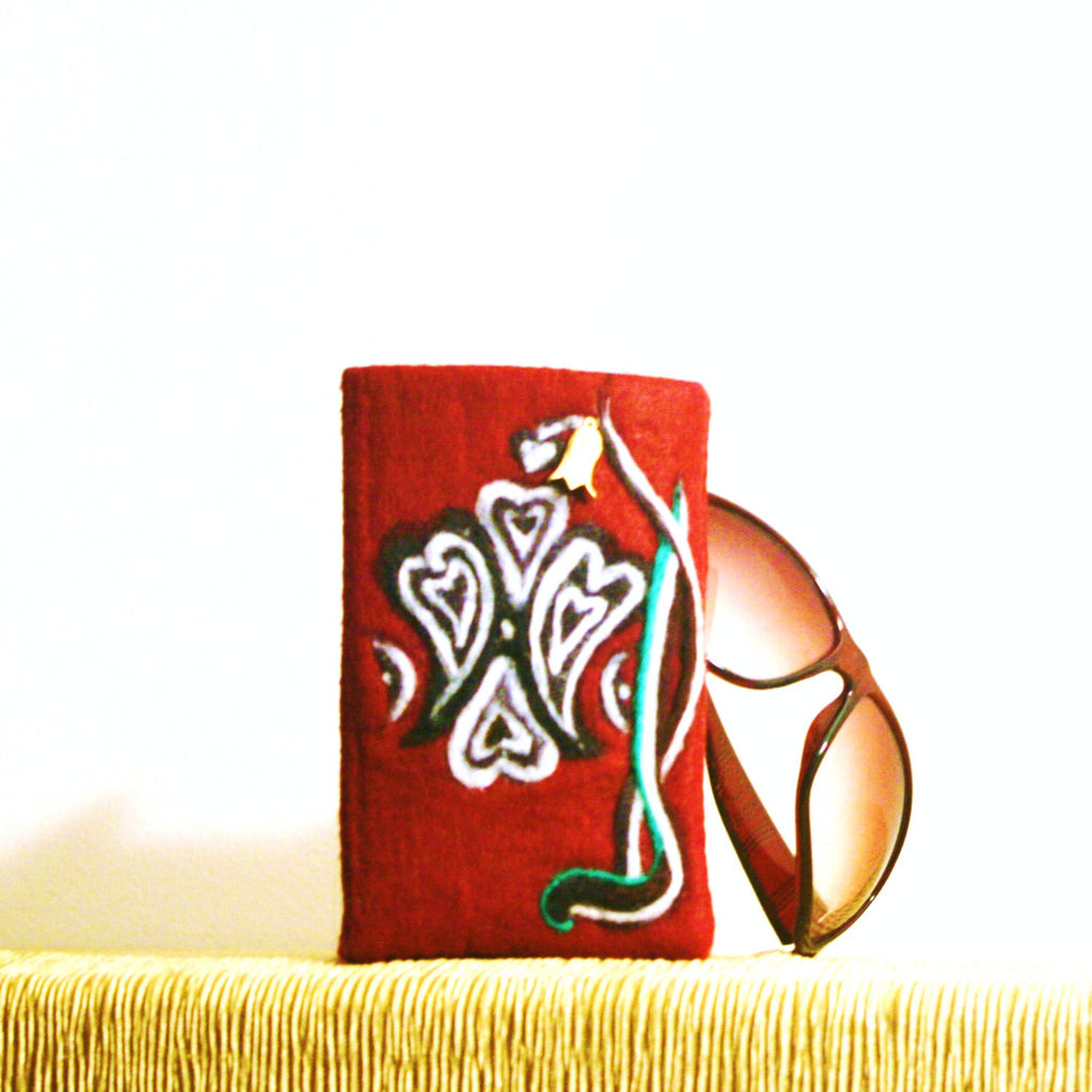 Red Felt Glasses Sleeve, Lillybell Sunglasses Cover.