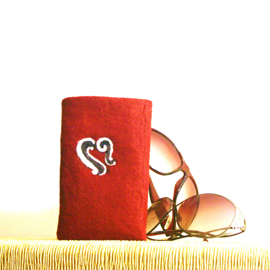Red Felt Glasses Sleeve, Lillybell Sunglasses Cover.