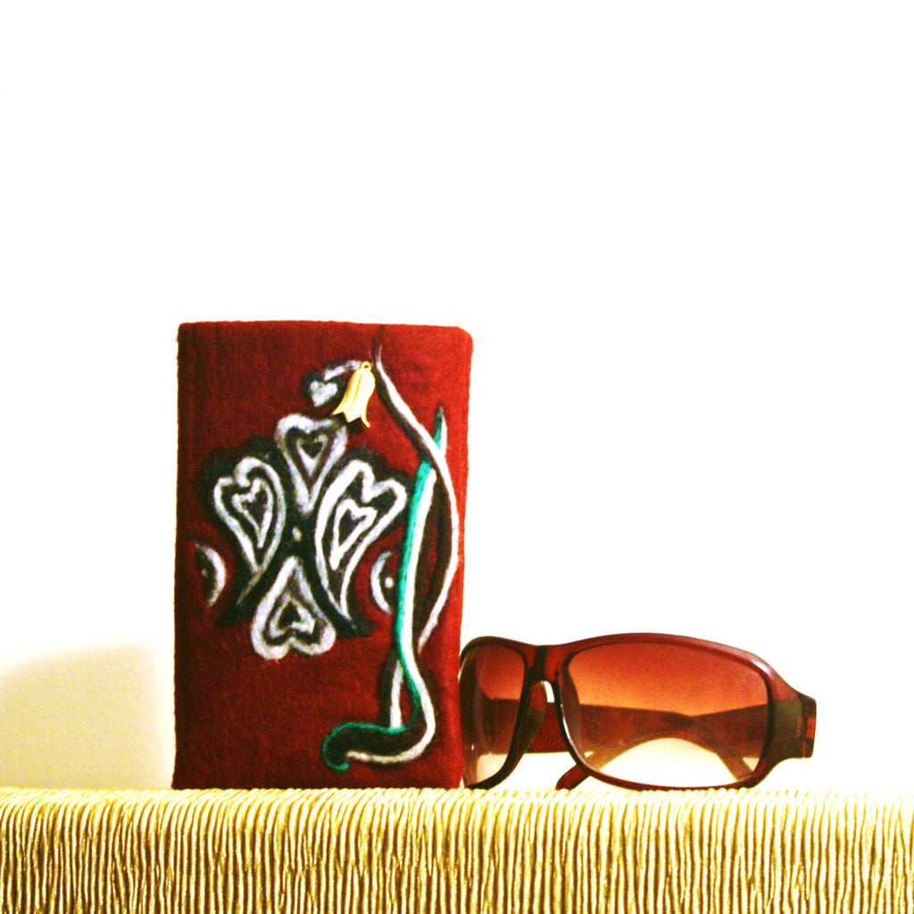 Red Felt Glasses Sleeve, Lillybell Sunglasses Cover.