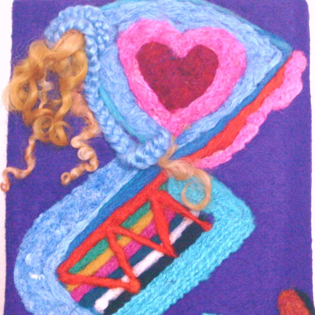 3D Wool, Multi-Use Sleeve, Electronic or Documents,Blue Riding Hood Design. Fiber Art.