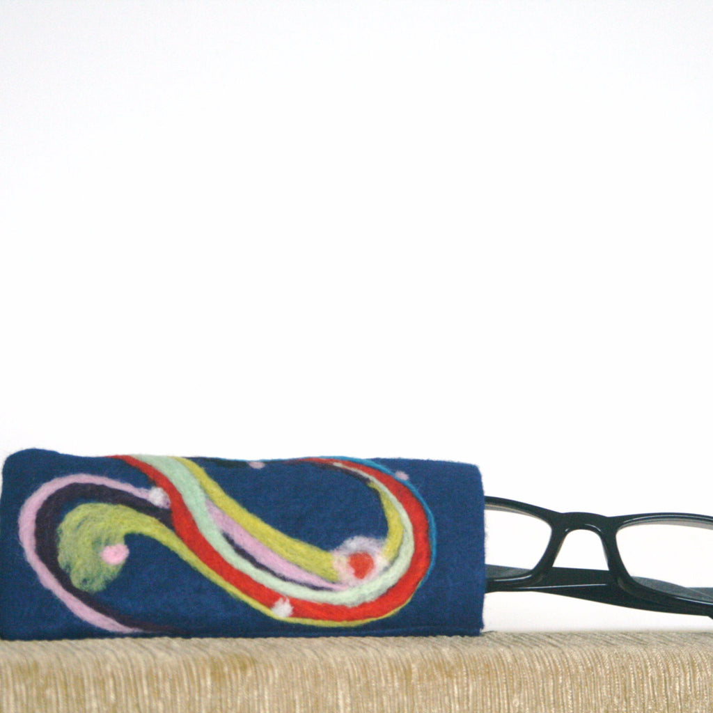 Wool Glasses Sleeve, Colorful Felt reading glasses sleeve.