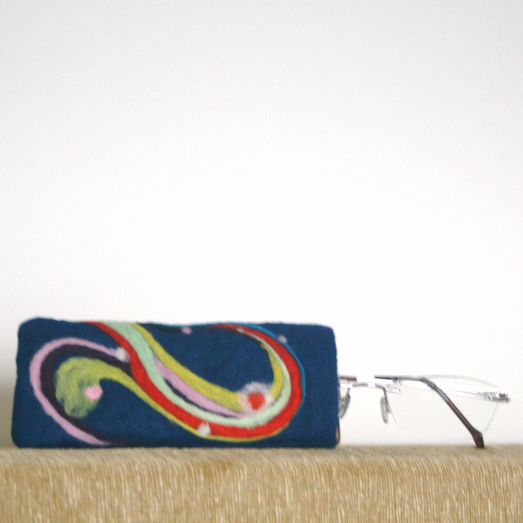Wool Glasses Sleeve, Colorful Felt reading glasses sleeve.