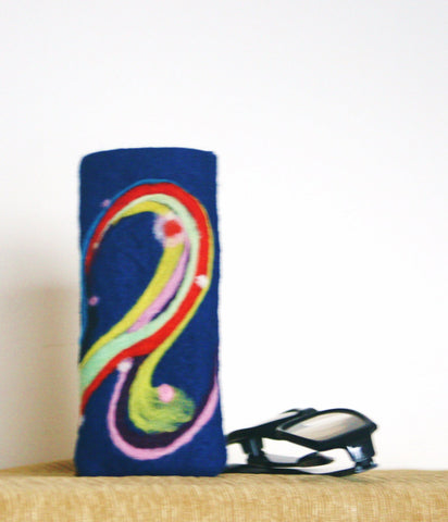 Wool Glasses Sleeve, Colorful Felt reading glasses sleeve.