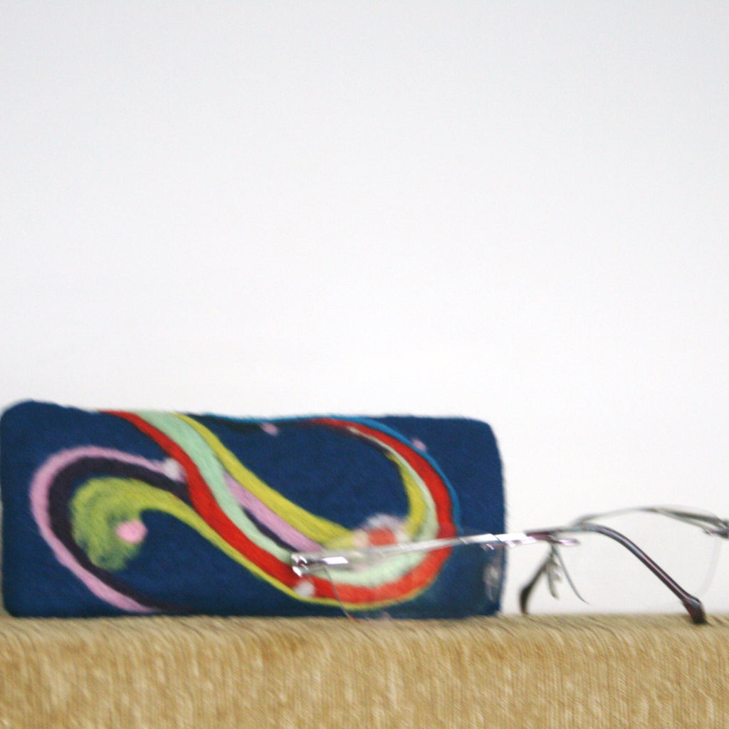 Wool Glasses Sleeve, Colorful Felt reading glasses sleeve.