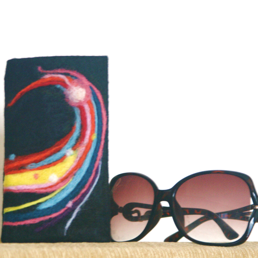 Colorful Wool Glasses Sleeve, Rainbow Sunglasses Case.