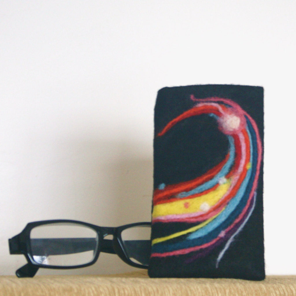 Colorful Wool Glasses Sleeve, Rainbow Sunglasses Case.