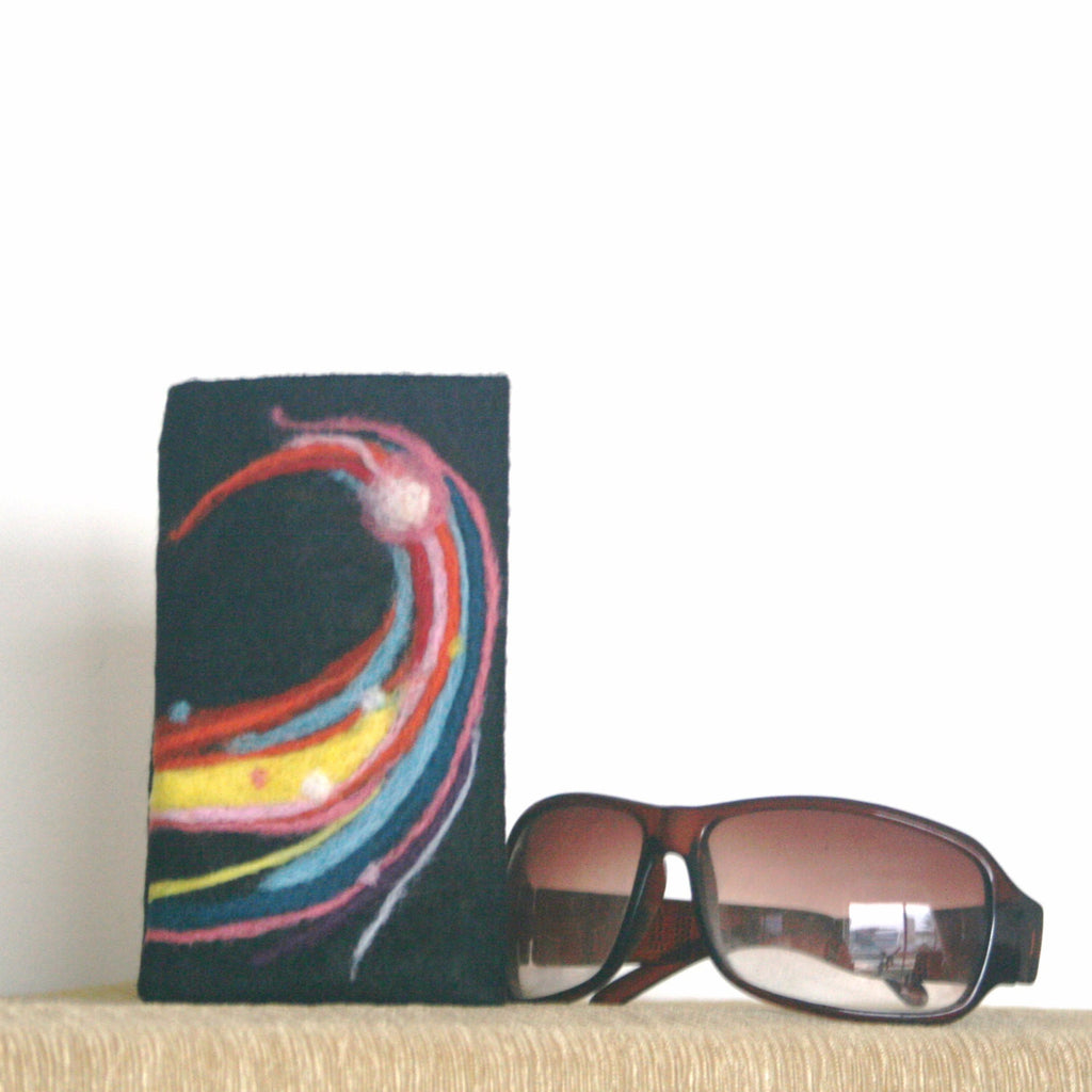 Colorful Wool Glasses Sleeve, Rainbow Sunglasses Case.