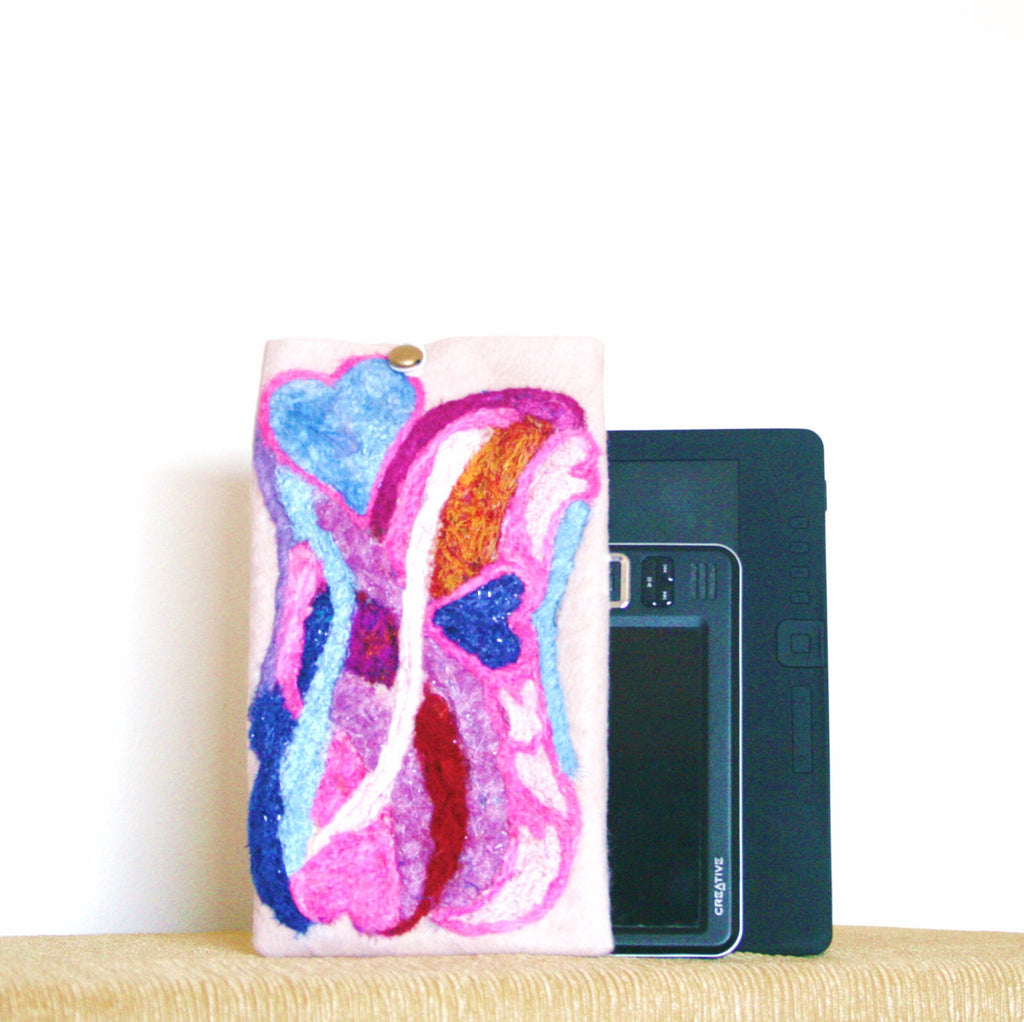 Freeform Hearts, Multi Use Pouch. Electronics or Documents.