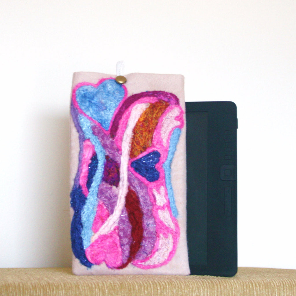 Freeform Hearts, Multi Use Pouch. Electronics or Documents.