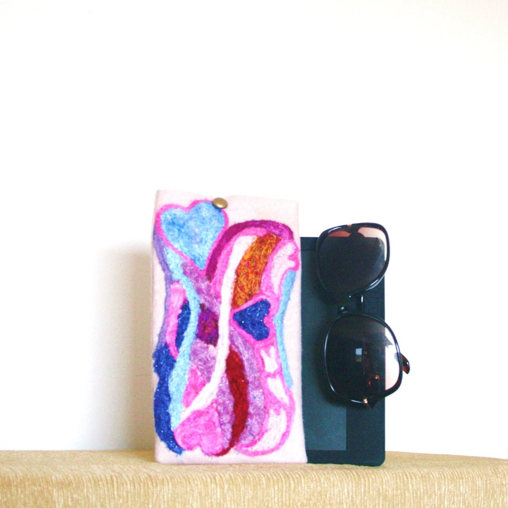 Freeform Hearts, Multi Use Pouch. Electronics or Documents.