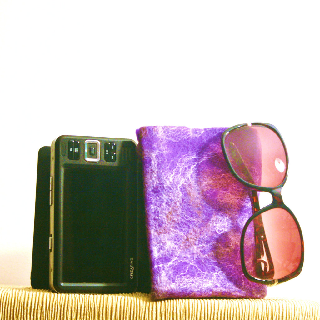 Lilac, Wool Multi-Use Pouch,Electronics or Documents.