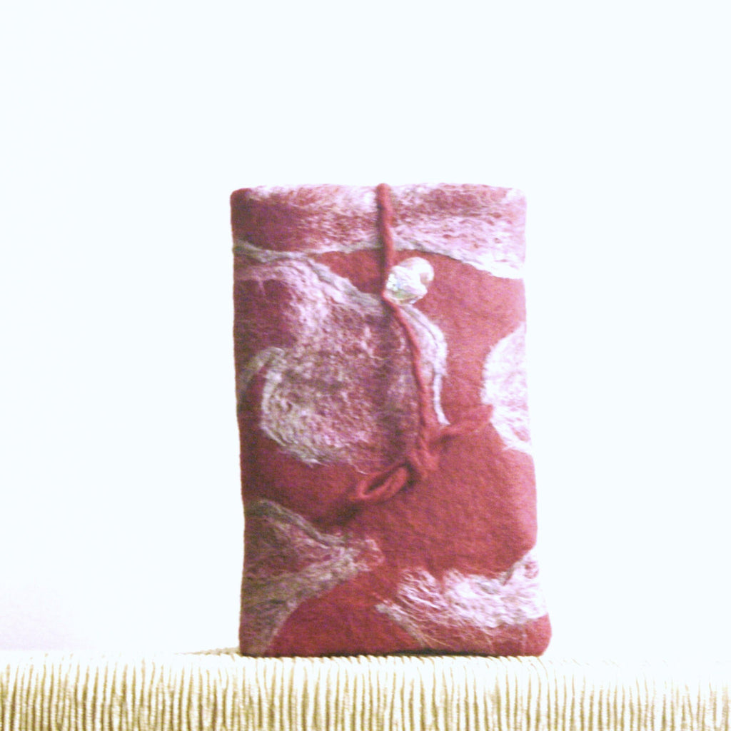 Burgundy, Wool Multi-Use Pouch,Electronics or Documents.