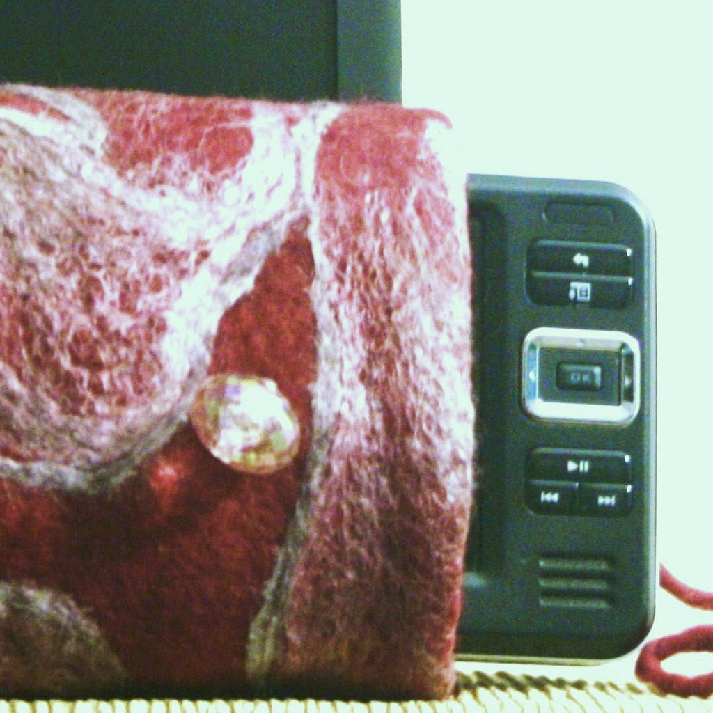Burgundy, Wool Multi-Use Pouch,Electronics or Documents.