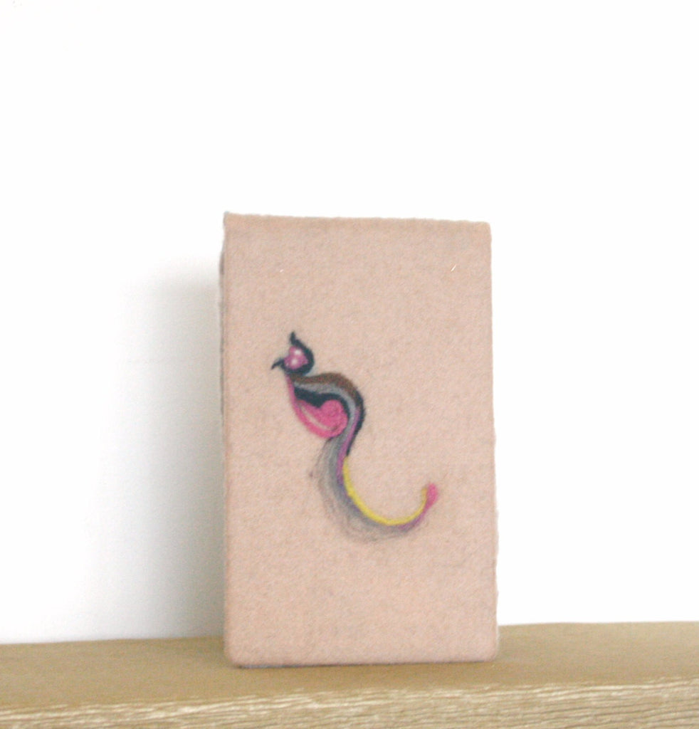 Beige Cat Wool Book, Hand felted Spiral Book.