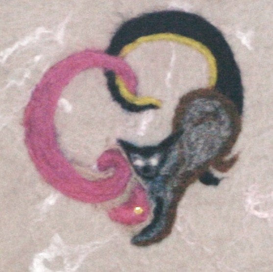 Beige Cat Wool Book, Hand felted Spiral Book.