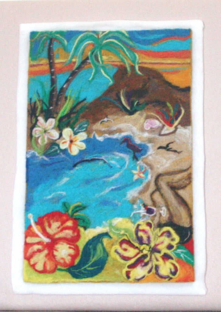 Wool Picture, Needle Felted, Holiday Dreams.