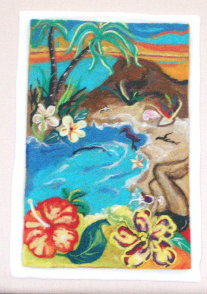 Wool Picture, Needle Felted, Holiday Dreams.