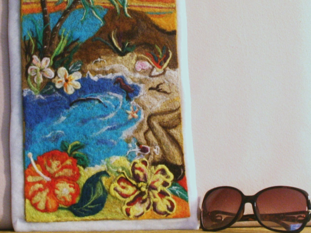 Wool Picture, Needle Felted, Holiday Dreams.