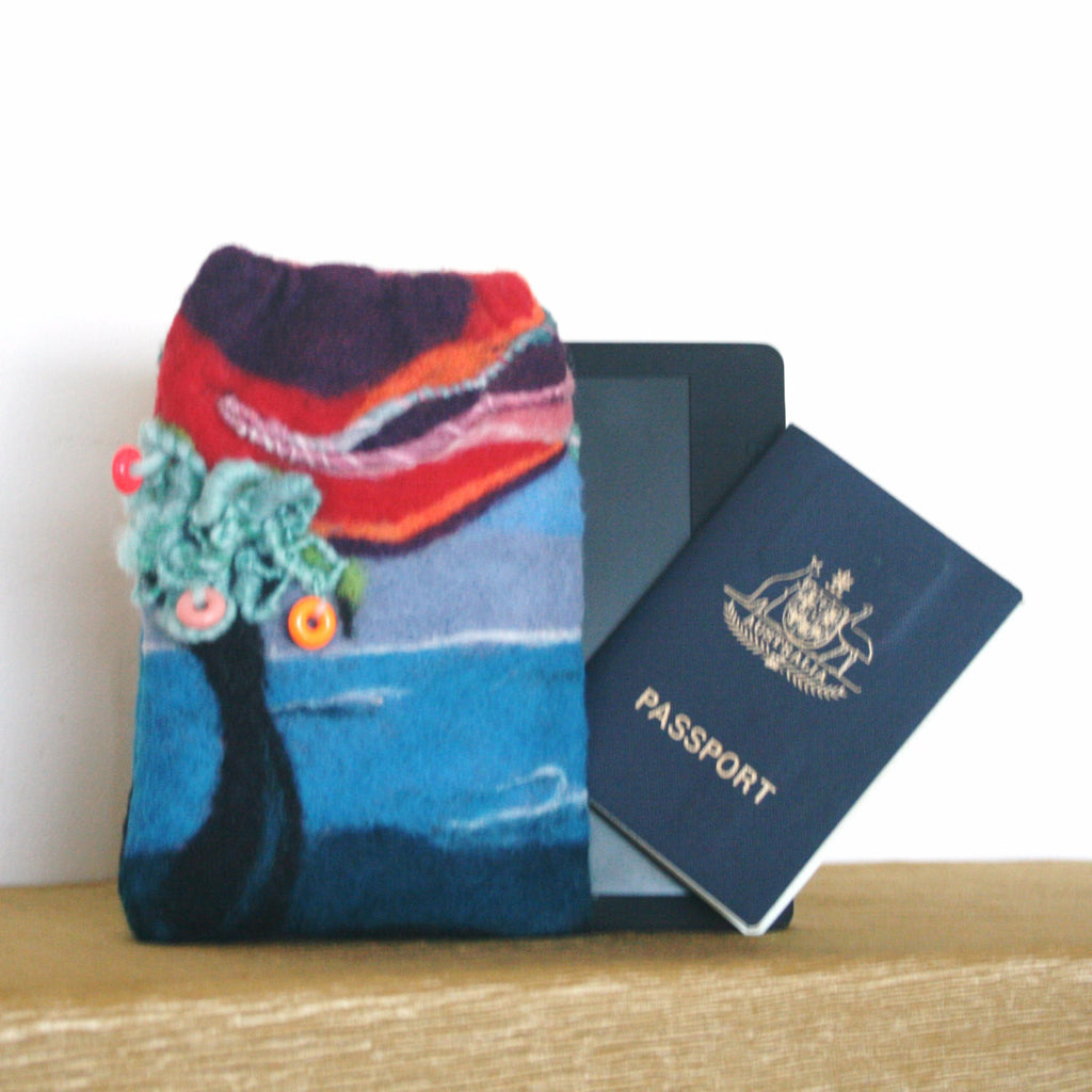 Blue, Wool Multi-Use Sleeve, Electronic or Documents.