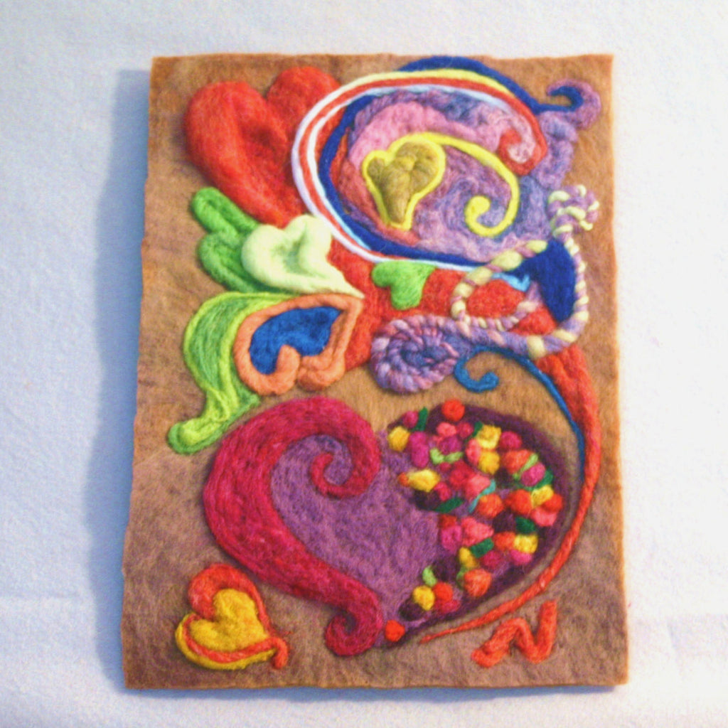 Needle Felted Wool Picture, Heartfelt.