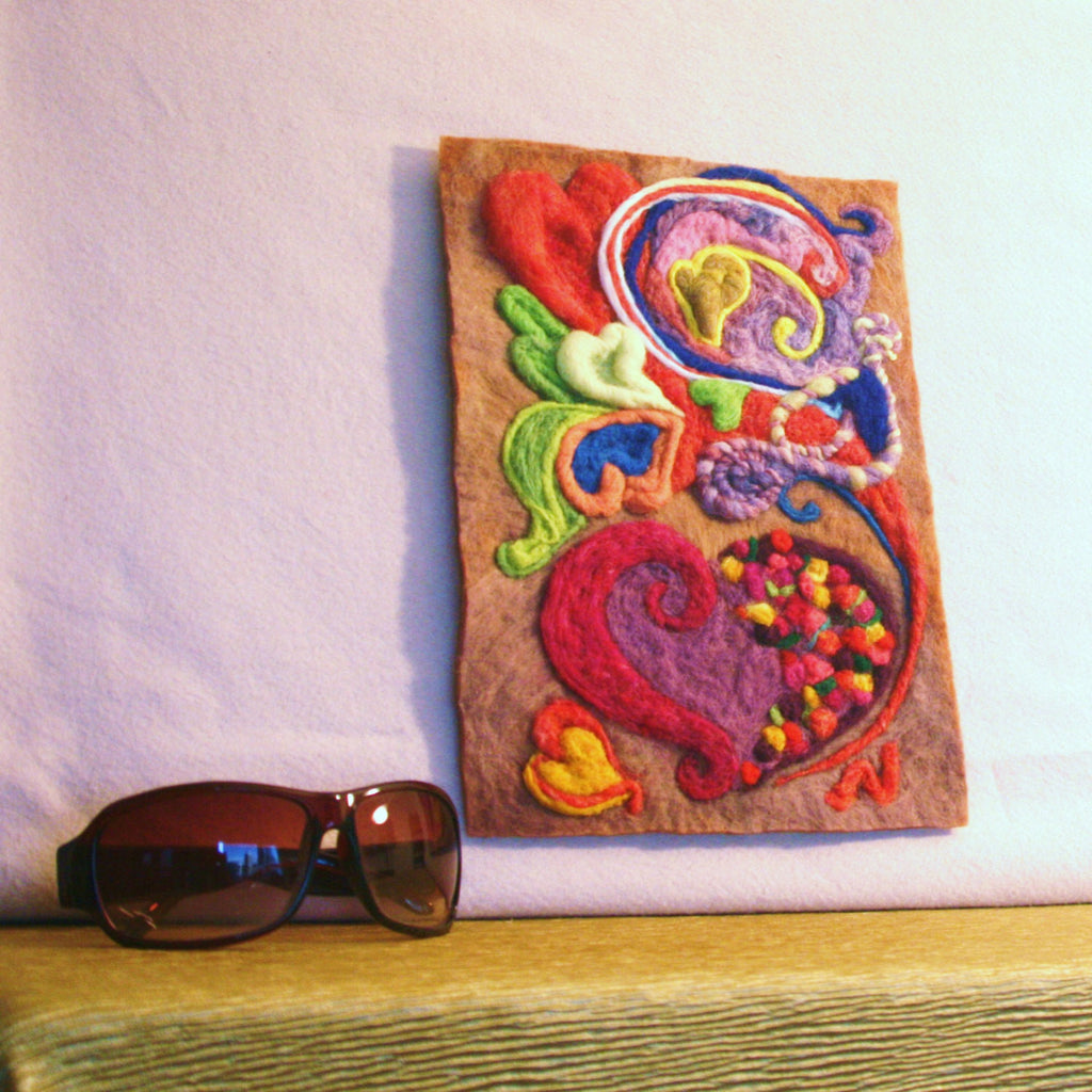 Needle Felted Wool Picture, Heartfelt.