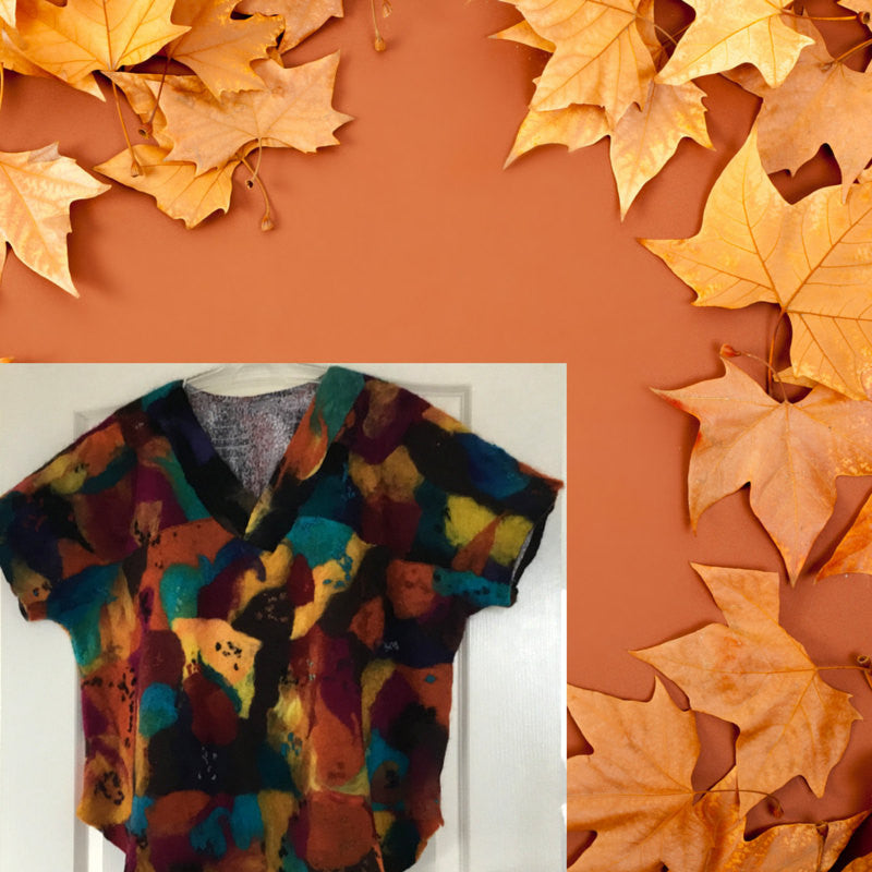 BoHo Felted Wool Top,  LARGE Freeform Swing Blouse. On SALE!