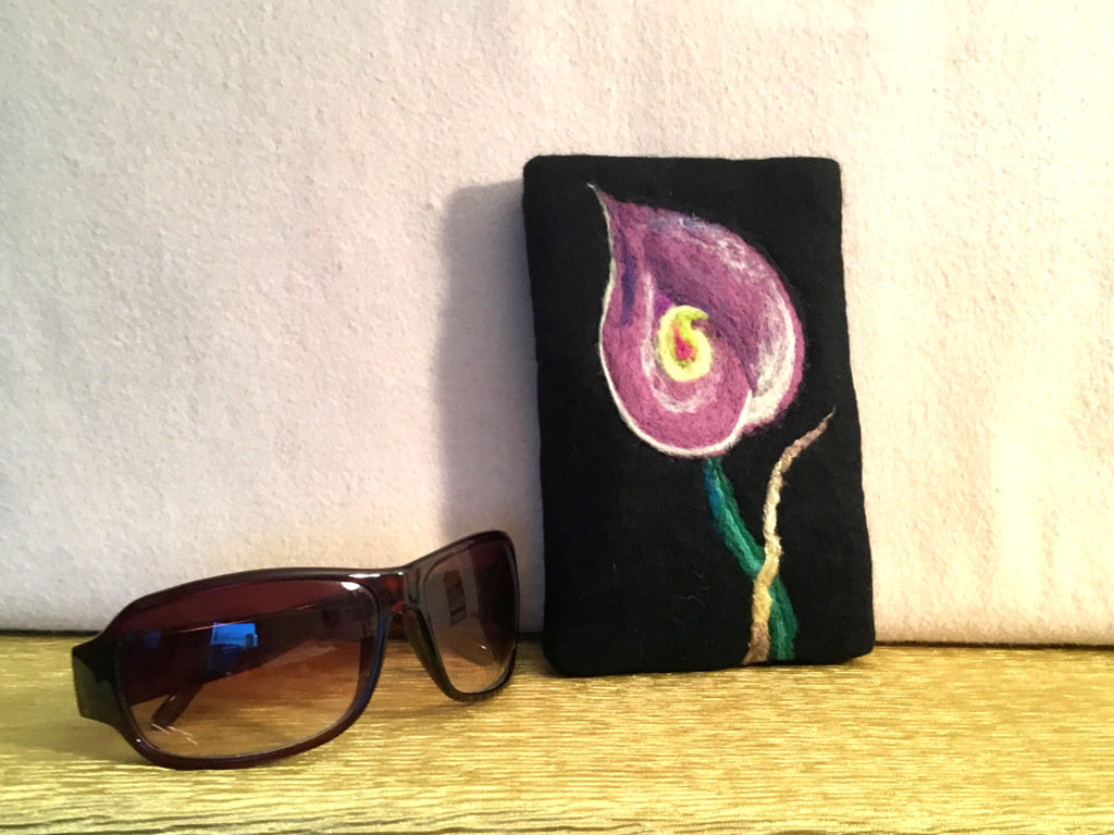 Felted Wool I Phone Case, Lily design.