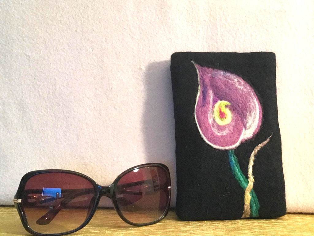Felted Wool I Phone Case, Lily design.