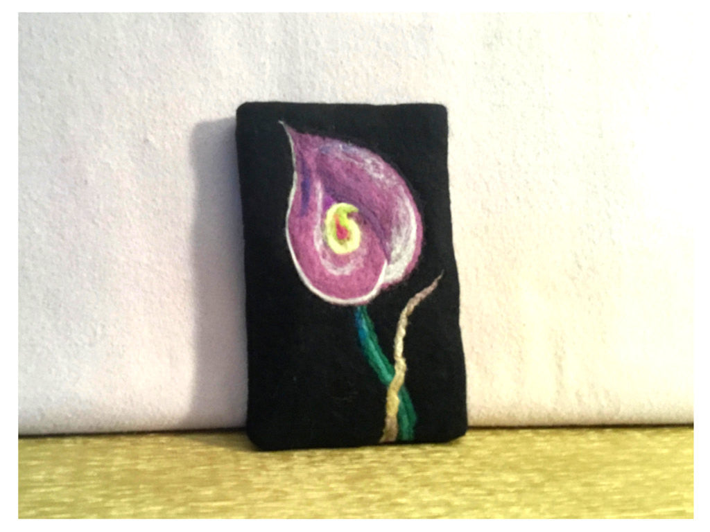 Felted Wool I Phone Case, Lily design.