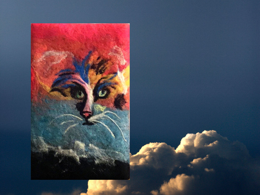 Felted I Phone Case, Cat Design, Padded for Protection.