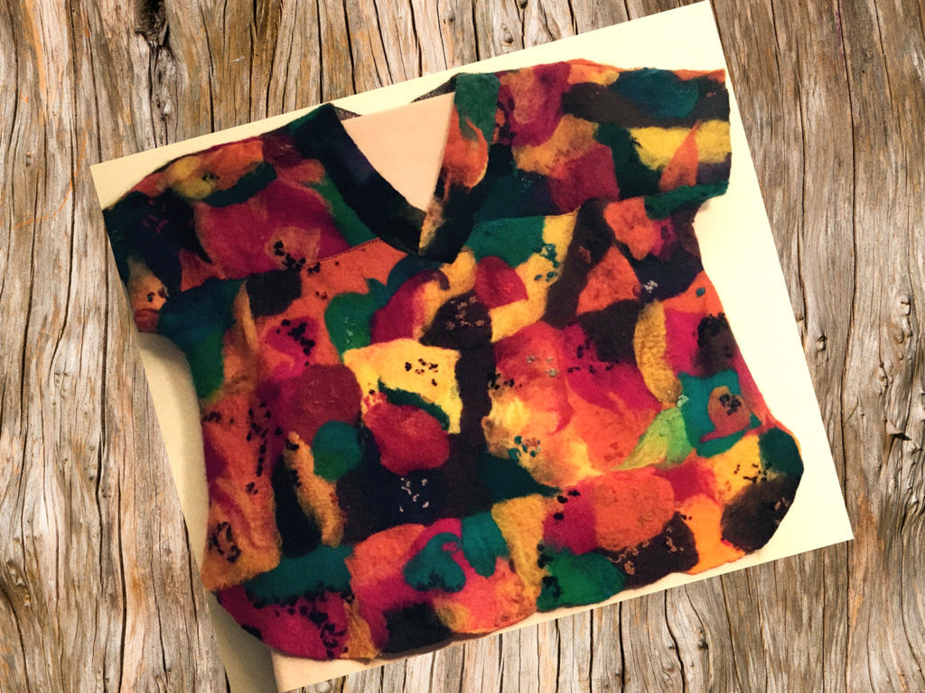 BoHo Felted Wool Top,  LARGE Freeform Swing Blouse. On SALE!