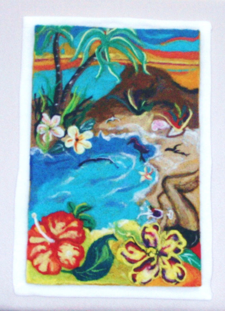 Wool Picture, Needle Felted, Holiday Dreams.