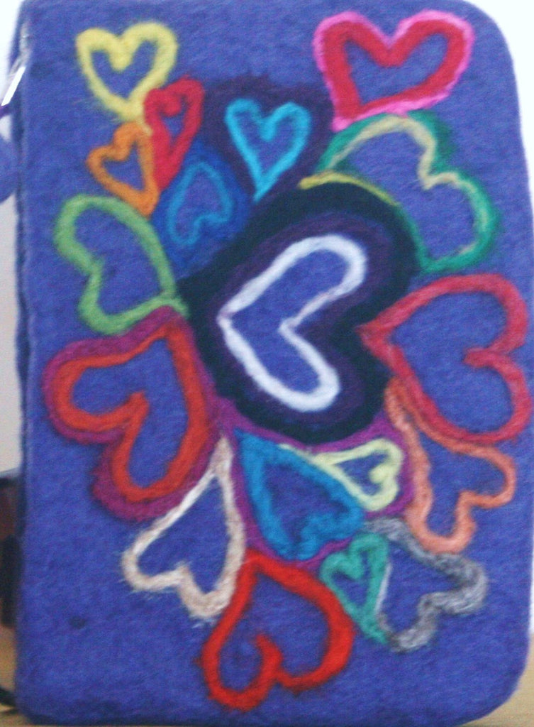 Felt Hearts Coin Purse, Wool Camera Case.