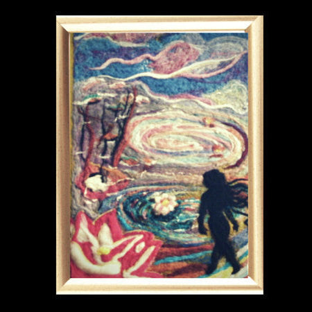 Wool Needle Felted Picture, Desk size Lotus Spirit.