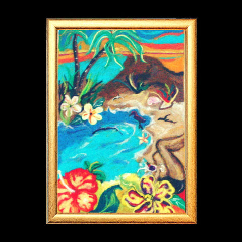 Wool Picture, Needle Felted, Holiday Dreams.